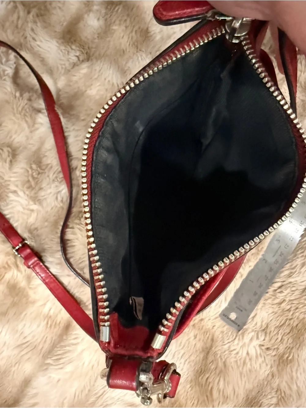 Coach Red Signature Crossbody with Silver Logo Plaque